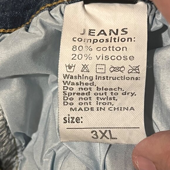 Shein Women Distressed Skinny Jeans 3XL Dark Blue Wash Frayed Hem Stretch Comfy - Picture 11 of 14